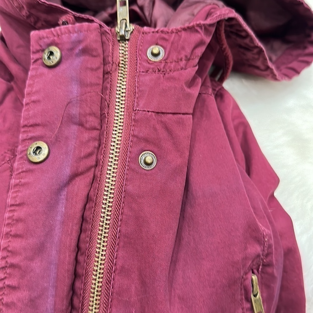 Ambience  fatigue burgundy hooded jacket size medium - Picture 7 of 13
